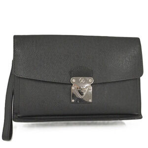Louis Vuitton Clutch Bag Belaia Taiga Ardoise Black